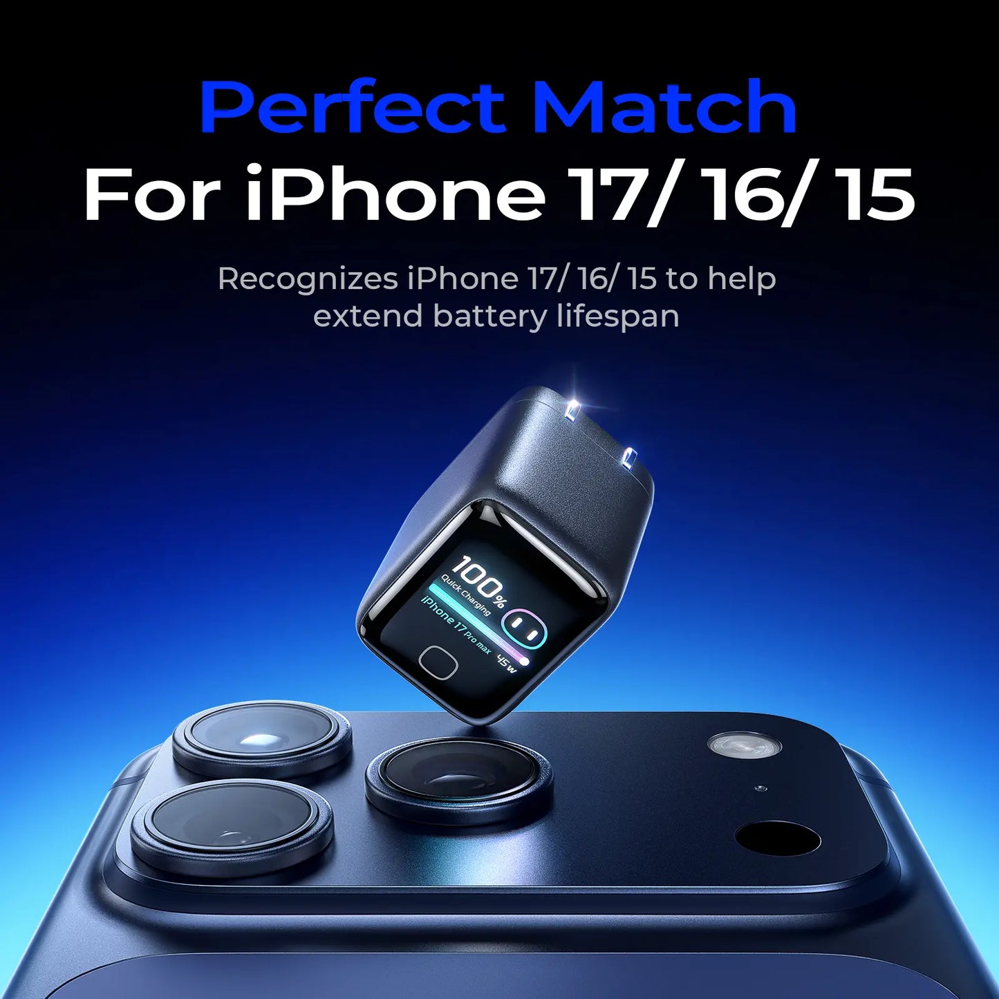 LISEN Neo Charger: Smartphone 45W USB-C Fast Charger Featuring Intelligent Device Recognition. Compact in Size, It Is Equipped with 180° Foldable Prongs and Is Compatible with the Iphone 17/16/15 Series, Macbook, and Apple Watch #Summervibes
