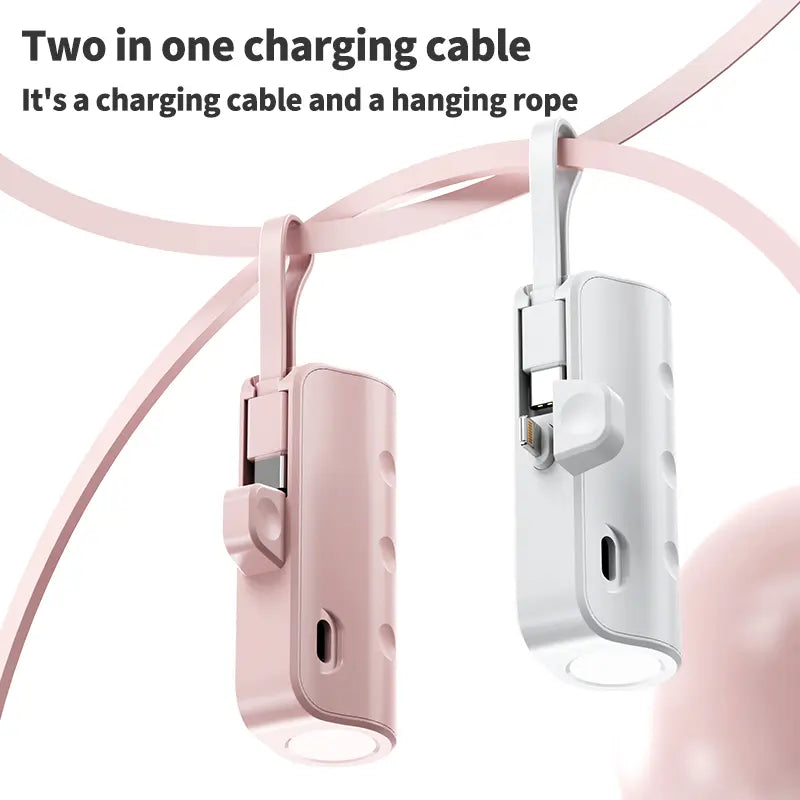 Pocket Wireless Rechargeable Battery, 5000Mah, Compact Portable, Supports Ios and Type-C, Large Capacity Power Bank, Lithium Ion, for Iphone and Android