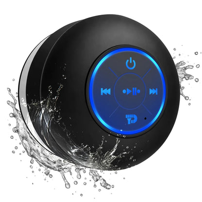 Waterproof Bluetooth Shower Speaker，Portable Wireless Water-Resistant Speaker，Rgb Lights，Ipx4，Suction Cup,Built-In Mic Gifts Speakerphone for Iphone Phone Tablet Bathroom Kitchen - Black