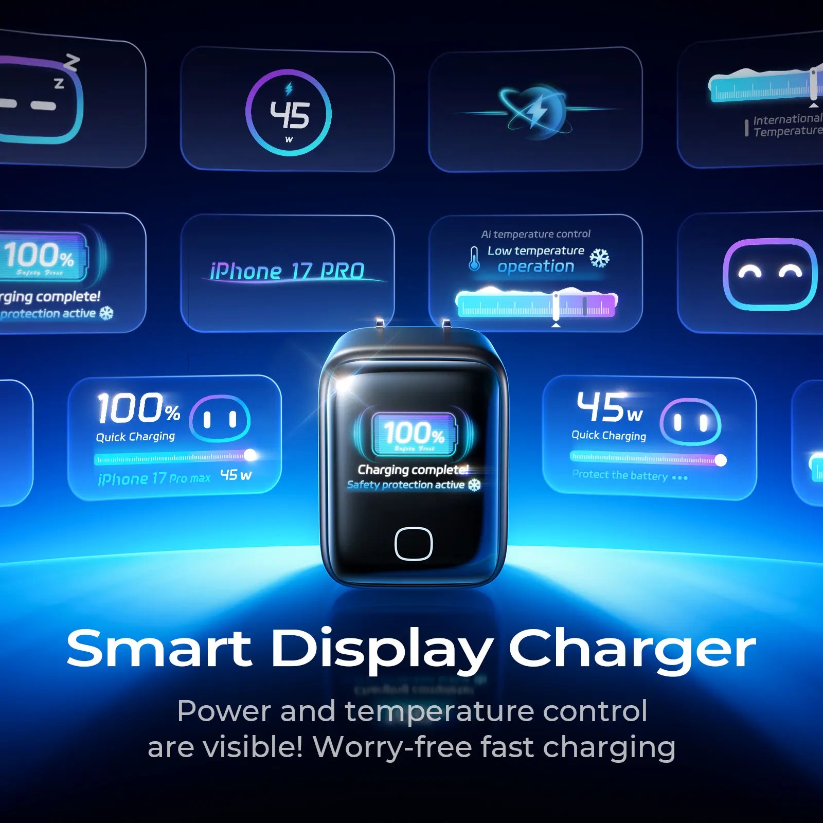 LISEN Neo Charger: Smartphone 45W USB-C Fast Charger Featuring Intelligent Device Recognition. Compact in Size, It Is Equipped with 180° Foldable Prongs and Is Compatible with the Iphone 17/16/15 Series, Macbook, and Apple Watch #Summervibes