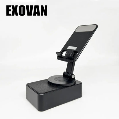 Wireless Audio Bluetooth Speaker 5In1 Phone Holder Emergency Rechargeable Withcolorful Ambient Light 300° Foldable for Tablet Iphone Android, Gifts for Men Women ，Black