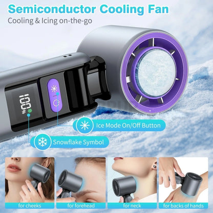 Portable Handheld Turbo Fan - 5 Gear High Speed 4000Mah Rechargeable Mini Personal Hand Fan with Ice Cooling, Summer Travel Essentials, Beach Vacation, Gifts for Women, Men #GLOBAL PICKS