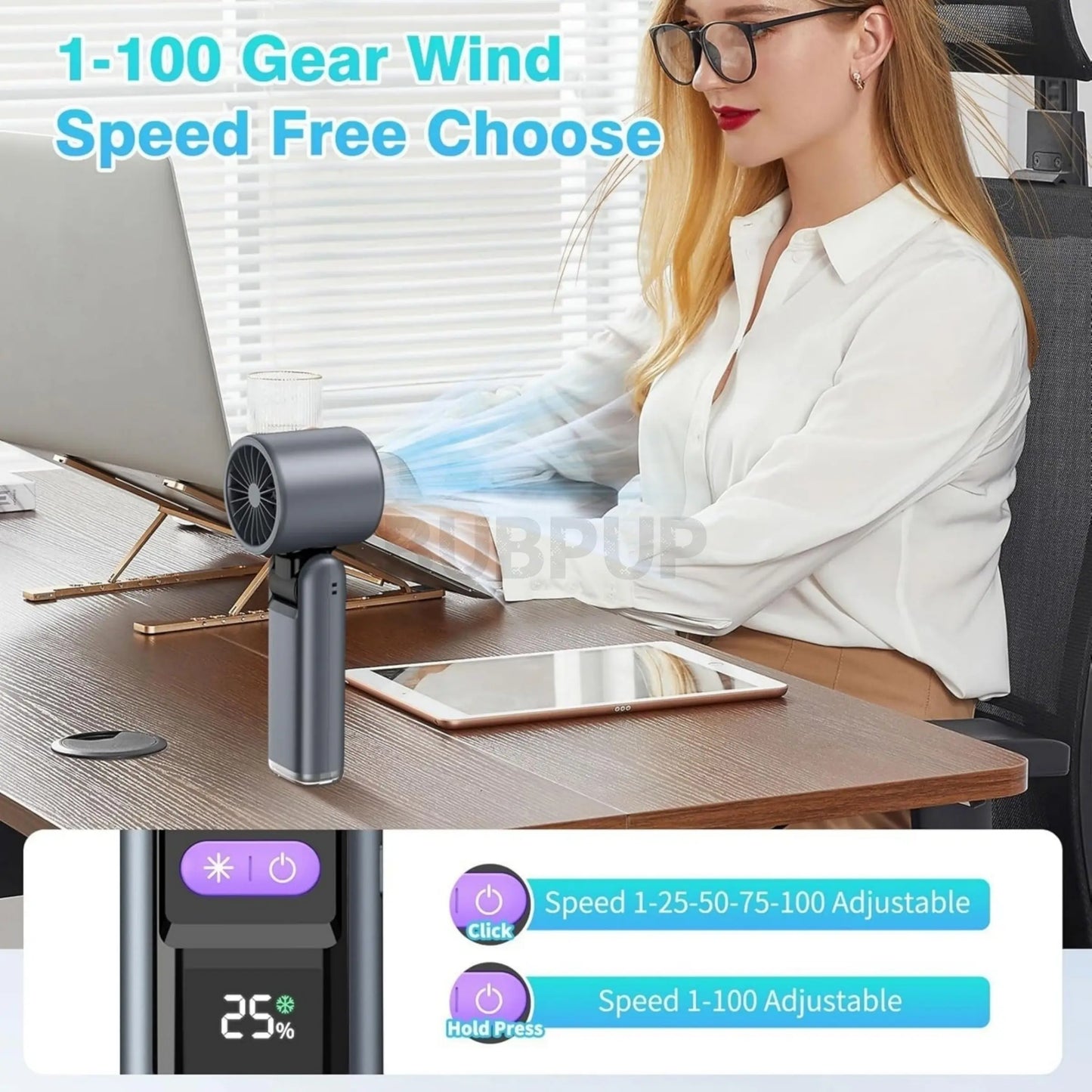 Portable Handheld Turbo Fan - 5 Gear High Speed 4000Mah Rechargeable Mini Personal Hand Fan with Ice Cooling, Summer Travel Essentials, Beach Vacation, Gifts for Women, Men #GLOBAL PICKS