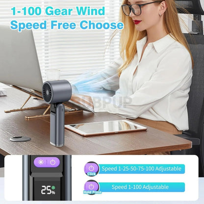 Portable Handheld Turbo Fan - 5 Gear High Speed 4000Mah Rechargeable Mini Personal Hand Fan with Ice Cooling, Summer Travel Essentials, Beach Vacation, Gifts for Women, Men #GLOBAL PICKS