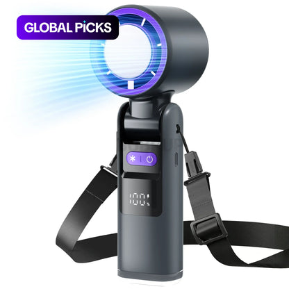 Portable Handheld Turbo Fan - 5 Gear High Speed 4000Mah Rechargeable Mini Personal Hand Fan with Ice Cooling, Summer Travel Essentials, Beach Vacation, Gifts for Women, Men #GLOBAL PICKS