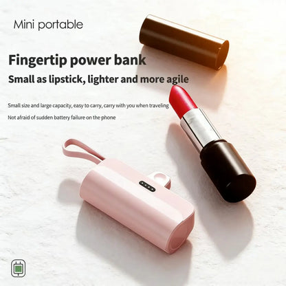 Pocket Wireless Rechargeable Battery, 5000Mah, Compact Portable, Supports Ios and Type-C, Large Capacity Power Bank, Lithium Ion, for Iphone and Android