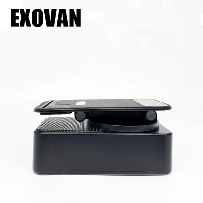 Wireless Audio Bluetooth Speaker 5In1 Phone Holder Emergency Rechargeable Withcolorful Ambient Light 300° Foldable for Tablet Iphone Android, Gifts for Men Women ，Black