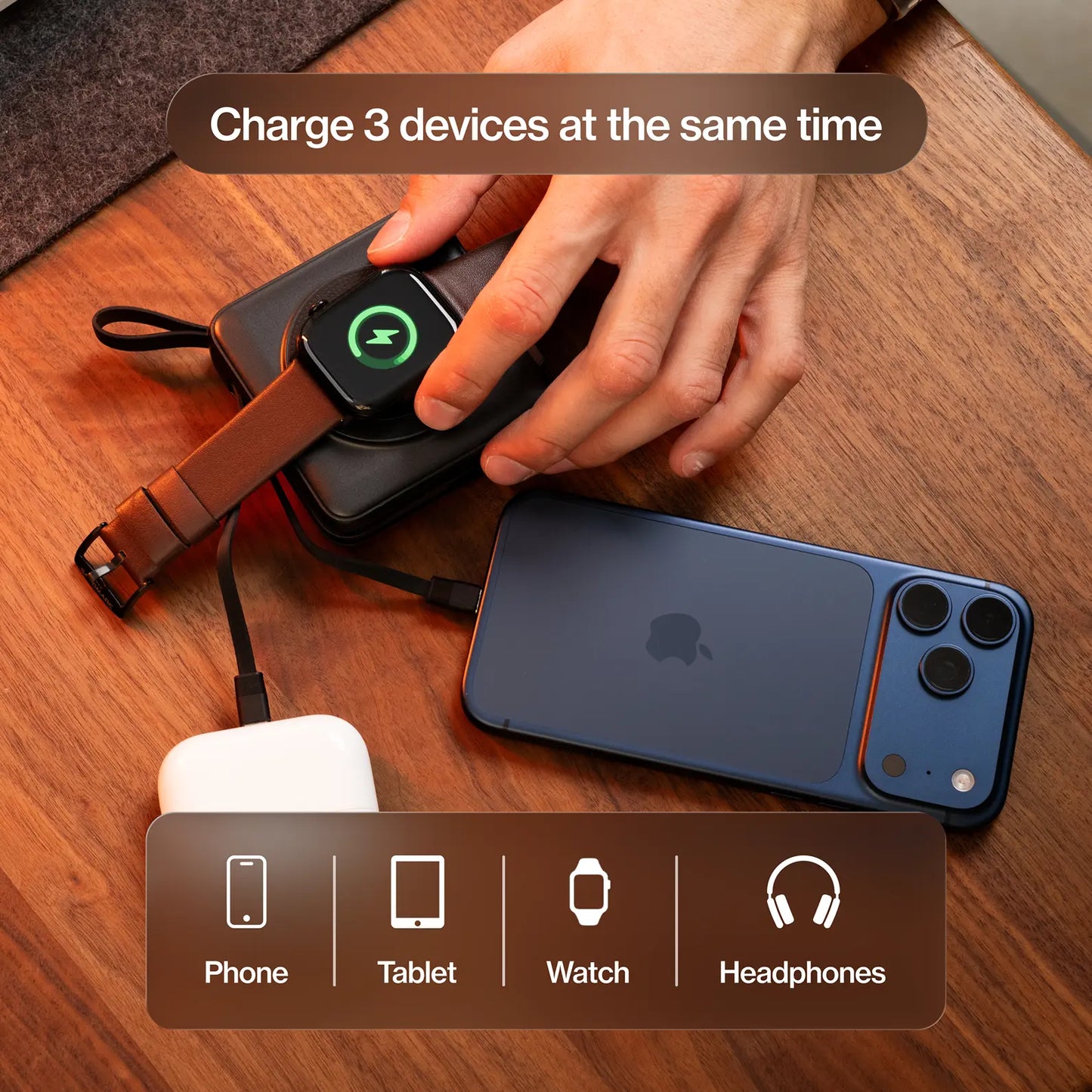 STATIK Smartcharge Gen 2: 5-In-1 Travel Power Bank | 10,000Mah Battery | Built-In Cables | Apple Watch Charger | AC Wall Plug for International Travel | Charging | Wireless
