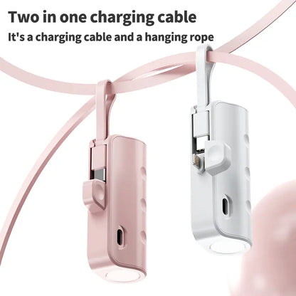 Pocket Wireless Rechargeable Battery, 5000Mah, Compact Portable, Supports Ios and Type-C, Large Capacity Power Bank, Lithium Ion, for Iphone and Android