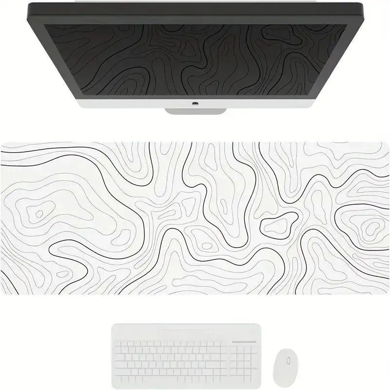 Creative Geometric Pattern Mouse Pad, 1 Count Office Mouse Mat with Stitched Edges & Non-Slip Rubber Base, Desktop Mouse Pad, Office Supplies, PC Accessories, Desk Accessory