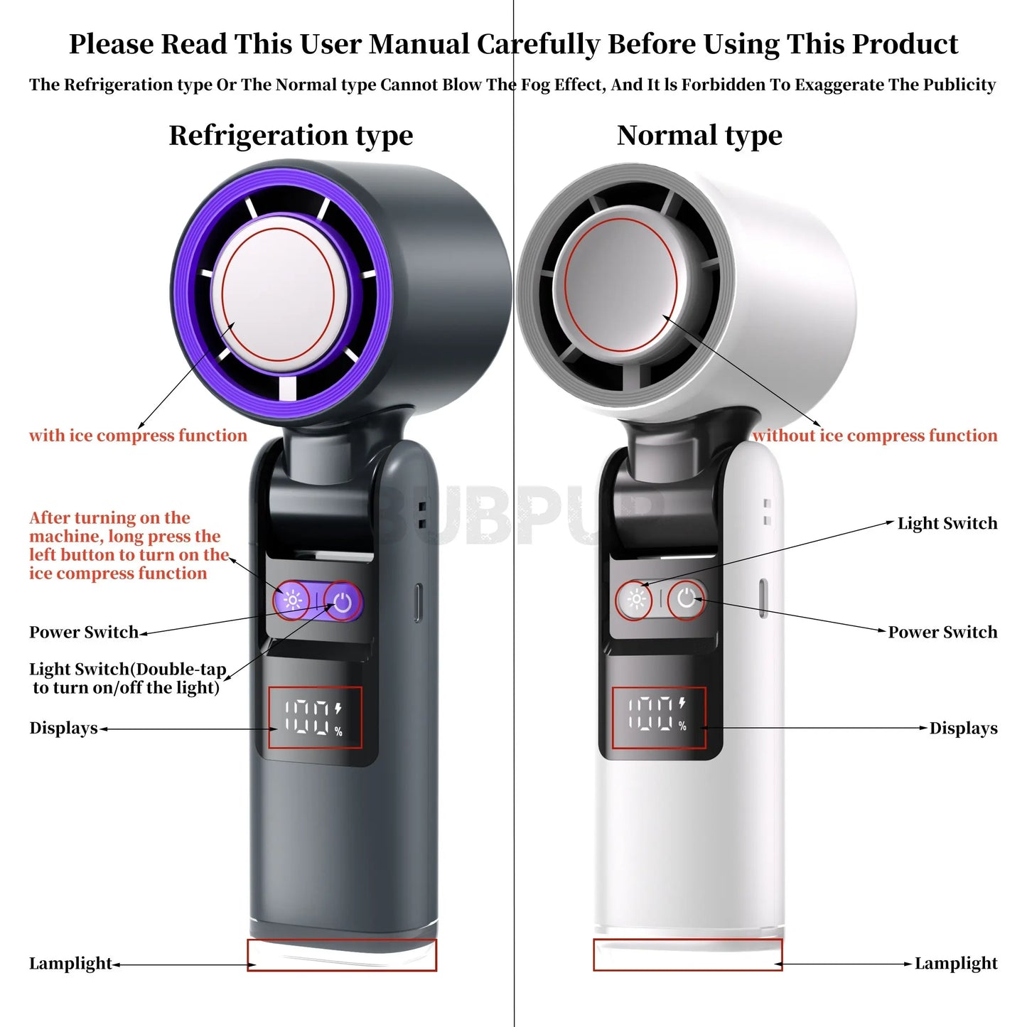 Portable Handheld Turbo Fan - 5 Gear High Speed 4000Mah Rechargeable Mini Personal Hand Fan with Ice Cooling, Summer Travel Essentials, Beach Vacation, Gifts for Women, Men #GLOBAL PICKS