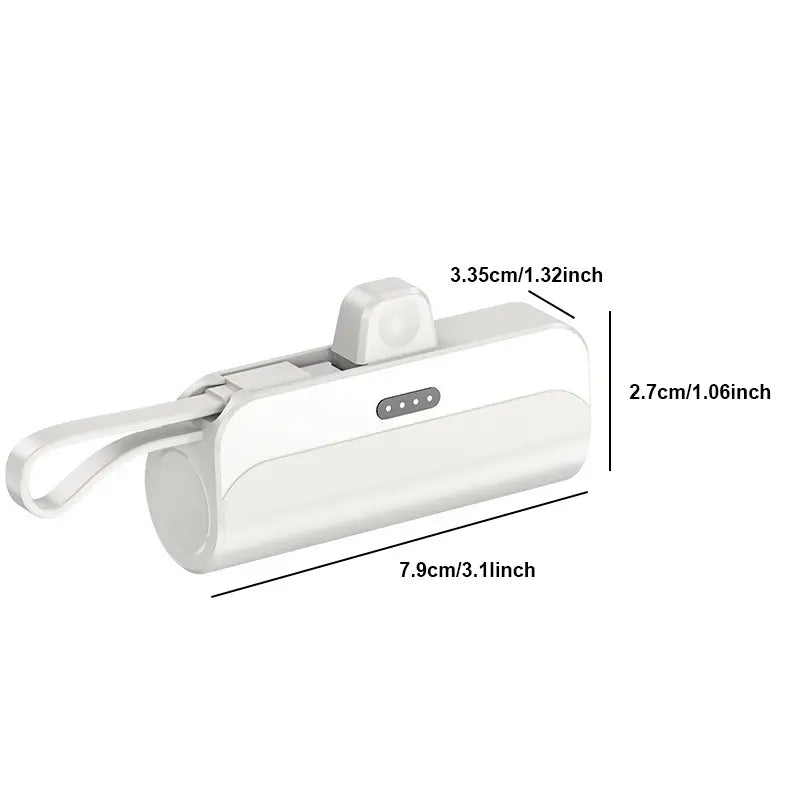 Pocket Wireless Rechargeable Battery, 5000Mah, Compact Portable, Supports Ios and Type-C, Large Capacity Power Bank, Lithium Ion, for Iphone and Android