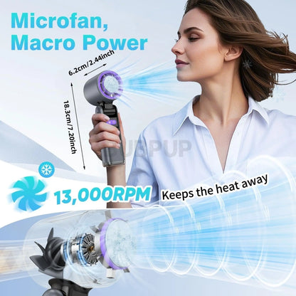 Portable Handheld Turbo Fan - 5 Gear High Speed 4000Mah Rechargeable Mini Personal Hand Fan with Ice Cooling, Summer Travel Essentials, Beach Vacation, Gifts for Women, Men #GLOBAL PICKS