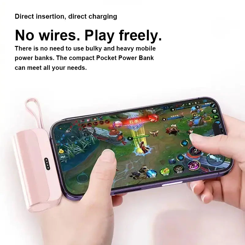 Pocket Wireless Rechargeable Battery, 5000Mah, Compact Portable, Supports Ios and Type-C, Large Capacity Power Bank, Lithium Ion, for Iphone and Android